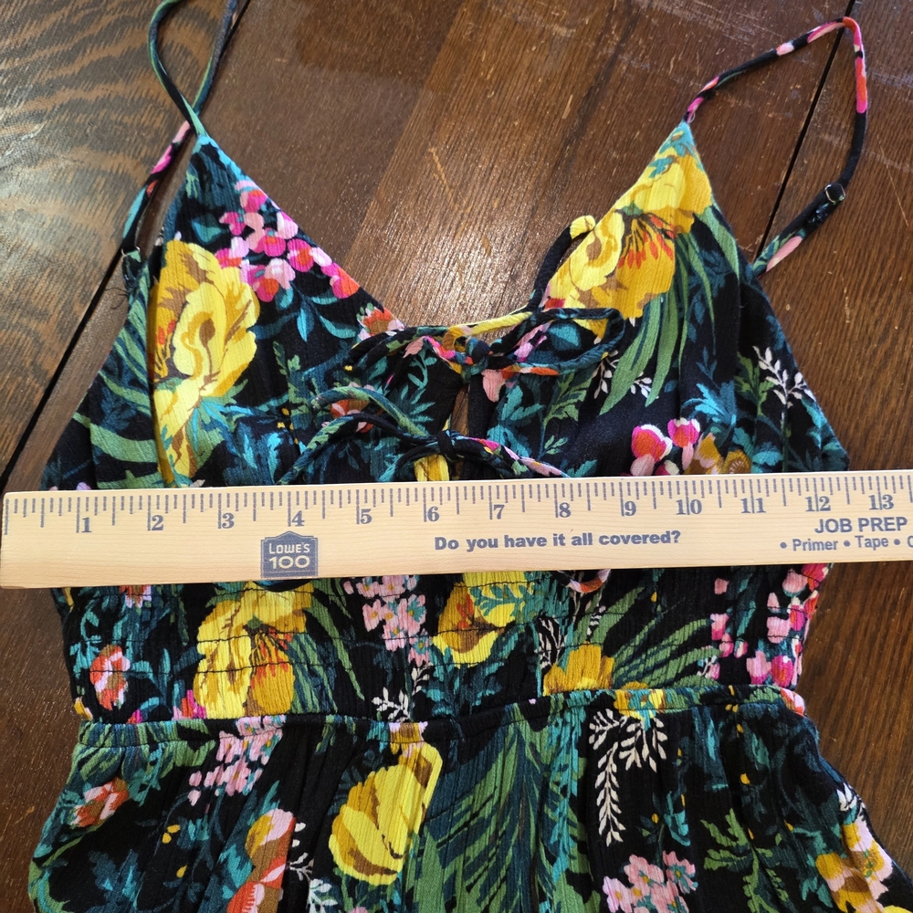 Lush Boho Floral Pleated Back Jumpsuit - Tropical Summer Vacay - Med - Picture 10 of 10